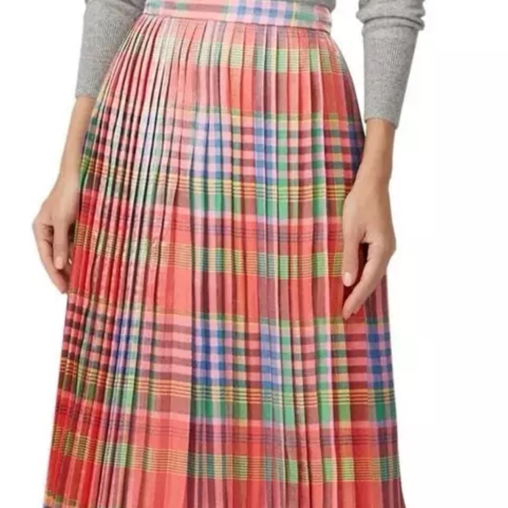 J Crew Colorful Shimmery Plaid Midi Skirt - size 6 - Picture 6 of 7